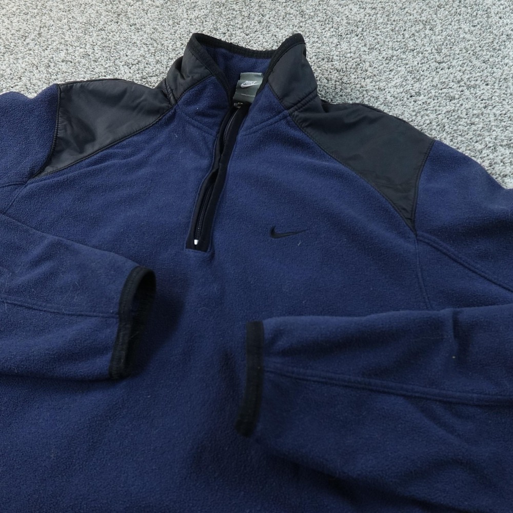 VTG Nike Pullover Mens M Blue Therma FIT 1/4 Zip Fleece Long Sleeve Running Y2K